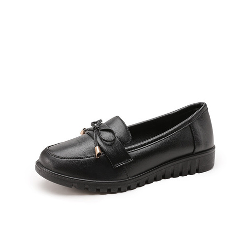 KFC work shoes women's flat non-slip mom shoes casual genuine leather comfortable work shoes black women's leather shoes