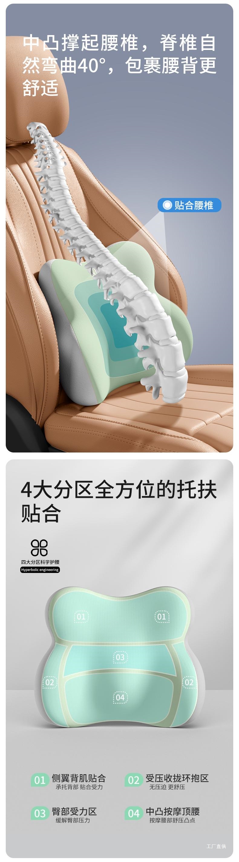 Car Headrest and Neck Pillow, a Pair of Car Seat Cushions, Lumbar Support, Car Pillow, Main Driver's Car Waist Support, Peihui