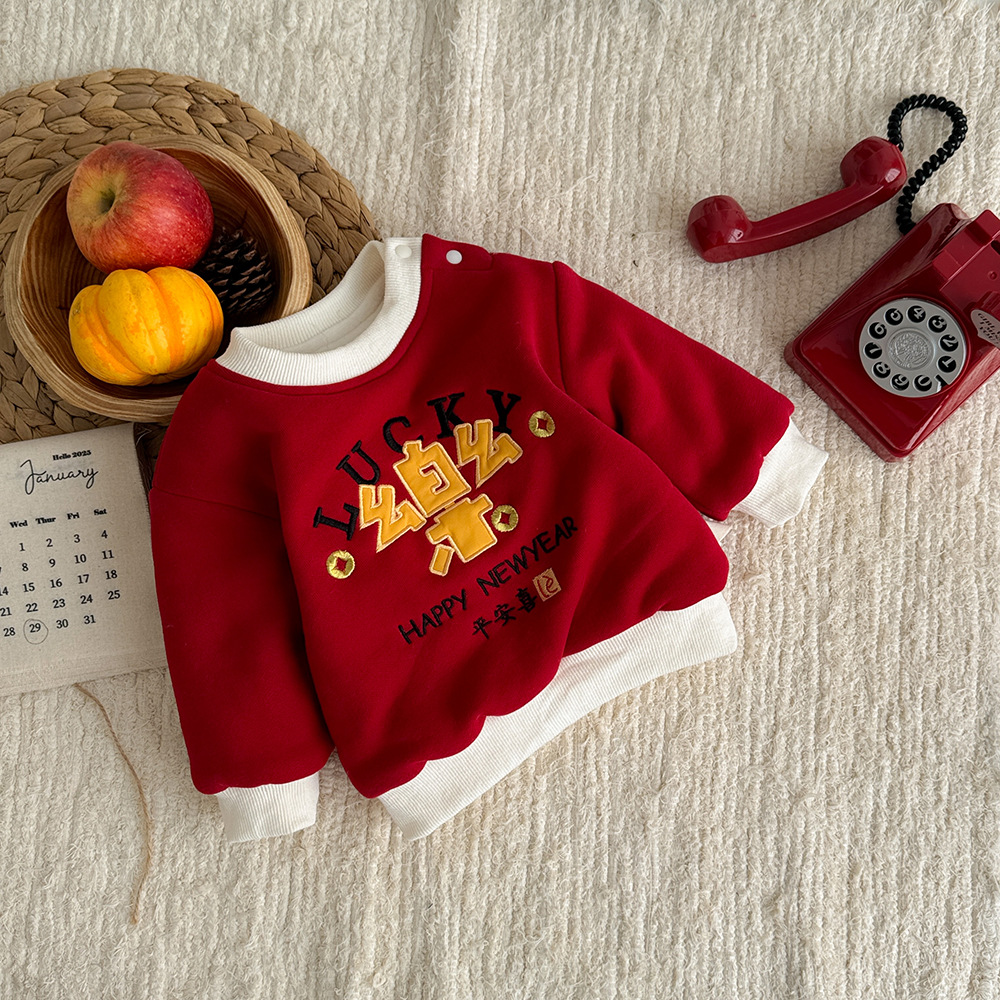 2024 nuevo estilo de invierno bebé gas extranjero seguro y rico bebé grueso cálido cómodo y suave traje de suéter de salida