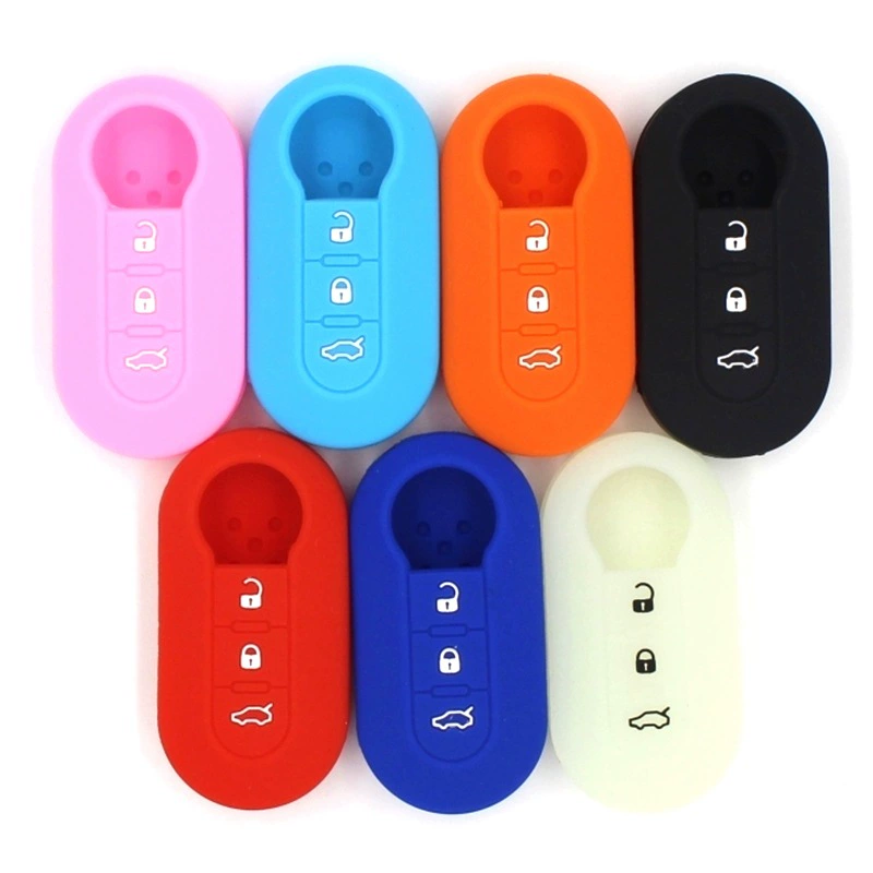 Чехол для ключей от автомобиля Fiat 500L, трансграничная поставка, складной силиконовый чехол с 3 ключами, силиконовый чехол для пульта дистанционного управления