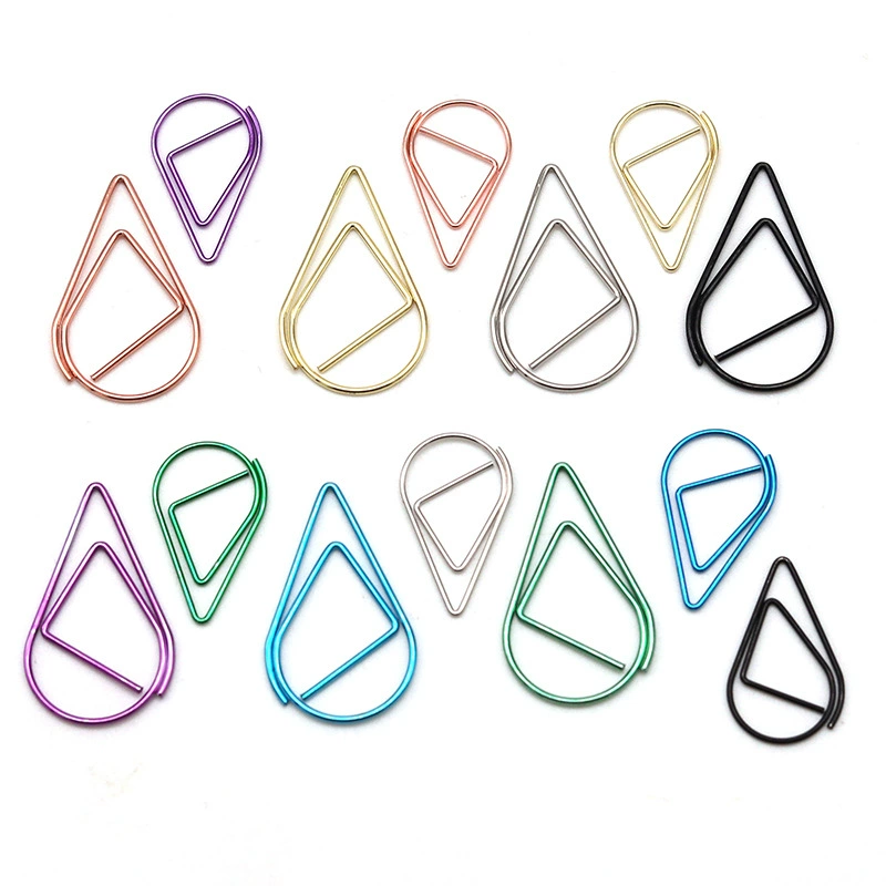 Симпатичные капли воды Скрепка канцелярские принадлежности творческий возврат иглы возвратная Закладка иглы Золотой зажим для бумаг Задний зажим