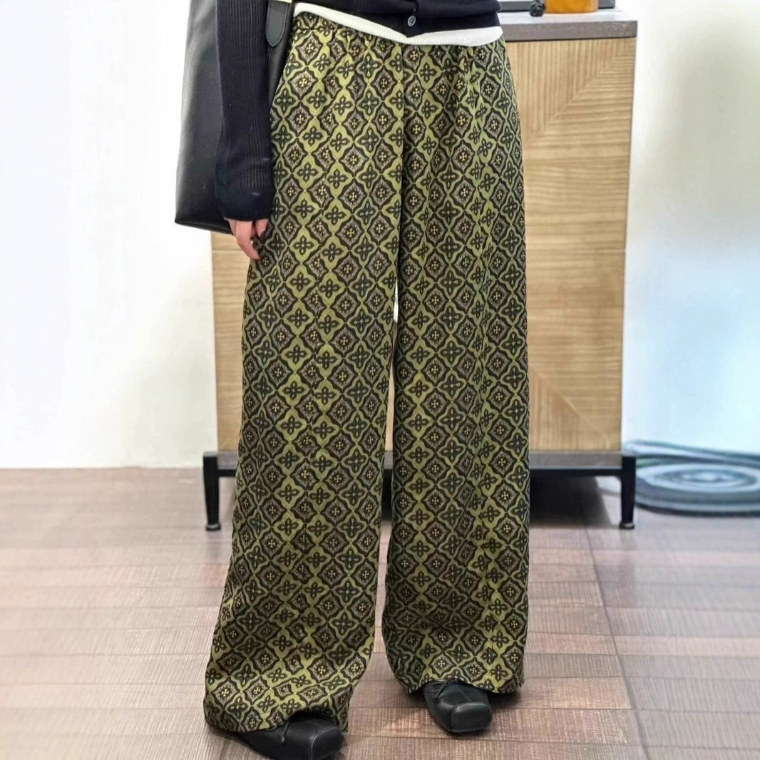 Nanyou новые жаккардовые прямые брюки в китайском стиле, простые ретро эластичные брюки для похудения, элегантный костюм Тан, широкие брюки