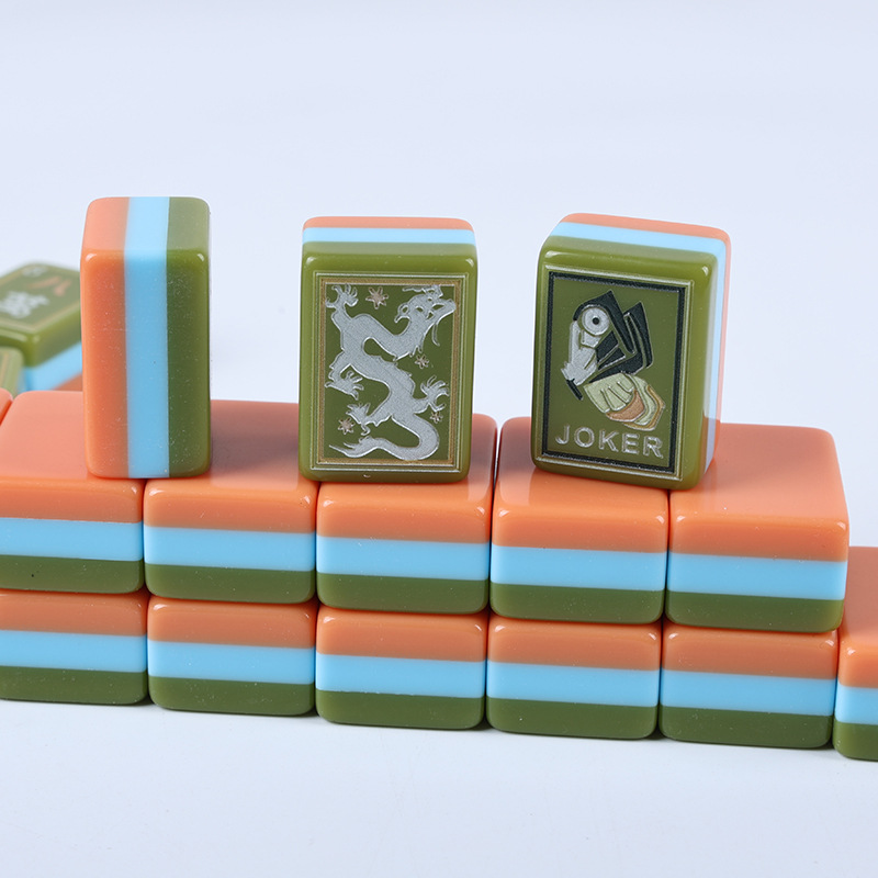 Cross-Border Acrylic Hand-Painted Oil Painting Hand-Rolled Mahjong Four-Layer Color-Blocking American-Style Leisure Entertainment Home Travel Portable