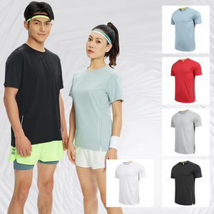 Couple's Women's Men's Short-sleeved Ice Silk T-shirt Quick-drying Round Neck Breathable T-shirt New Sportswear Sports Short-sleeved