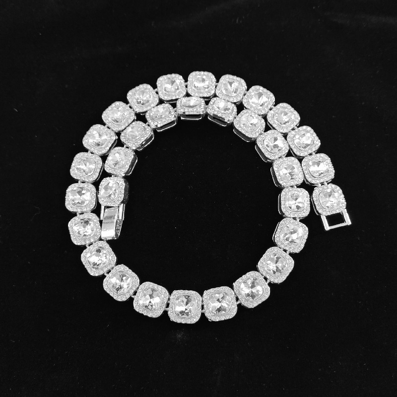 Protection Talisman Jewelry Men's Premium Hip-hop Accessory: Chunky Square Diamond Ice Candy Necklace, HipHop Bling Chain, Trendy_voghion.com