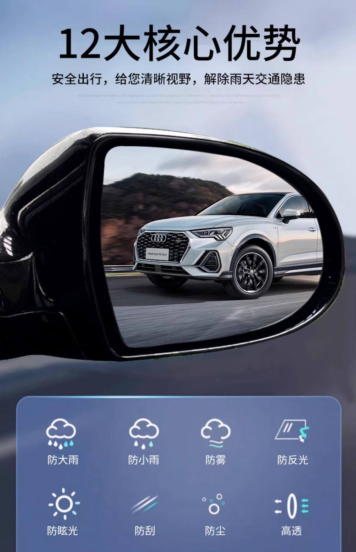 Car Rearview Mirror Rainproof Film Anti-Fog