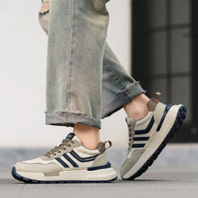 男鞋2025新款秋冬皮面时尚休闲鞋轻便软底运动鞋男士厚底老爹鞋