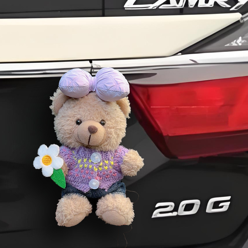 Colgante trasero de coche muñeco de oso de peluche lindo de dibujos animados decoración de maletero motocicleta decoración de bicicleta