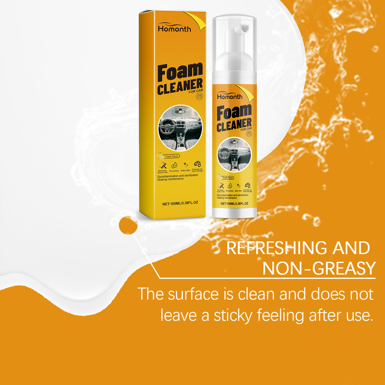 Homonth Multi-Purpose Foam Cleaner, Car Interior Decoration Leather Maintenance, Anti-Fouling, Gloss and Renovation Agent