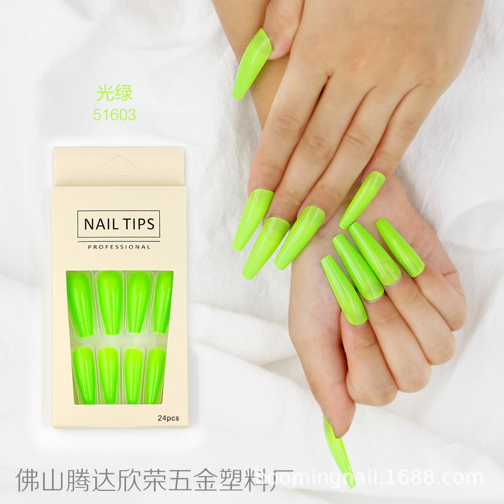 Uñas postizas de ballet coloridas, 24 piezas, largas, desmontables, procesables, al por mayor