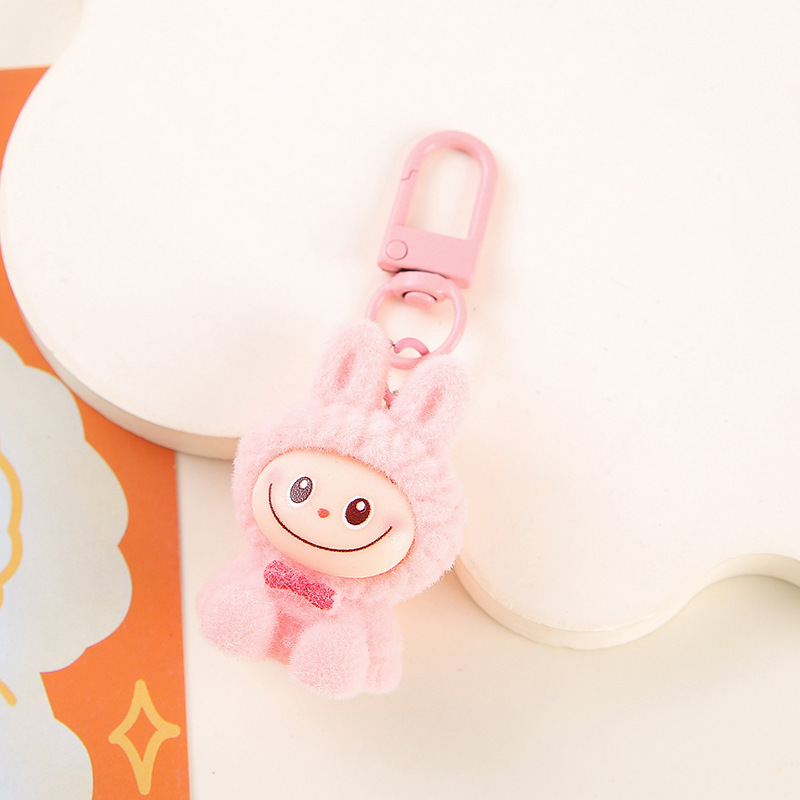 新しい植毛 labubu キーホルダーペンダント樹脂キャンディーカラーかわいいトレンディな labubu 人形ペンダントギフト|undefined