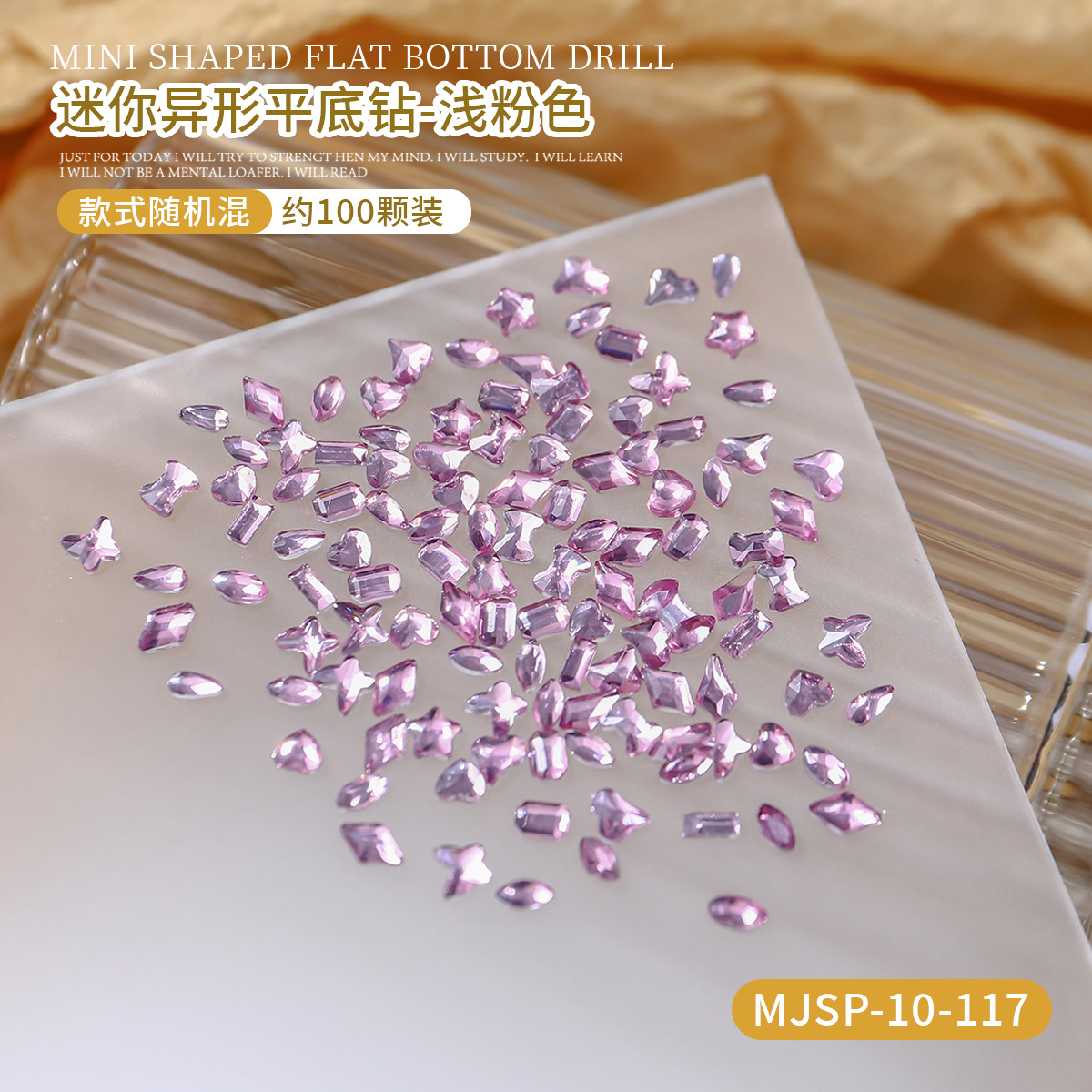 Mini joyas de manicura plano flash pequeño ojo de caballo pegatina irregular polvo transparente taladro de uñas de forma especial de champán