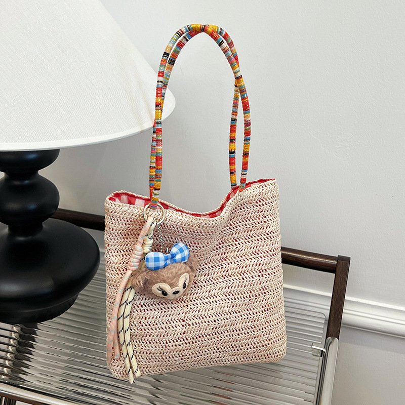 2026 Spring/Summer Korean-style cute small square bag, versatile commuter basket bag, double-sided plaid woven handbag for women