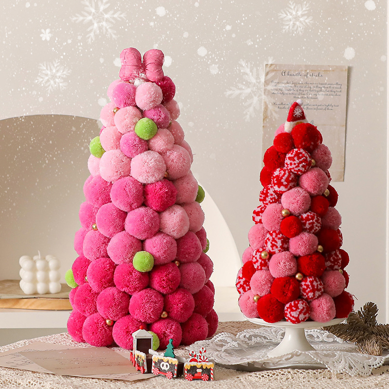 2025年新作クリスマスツリー 家庭用飾り リビングDIY クリスマスデコレーション 小型卓上シミュレーションファーボール|undefined