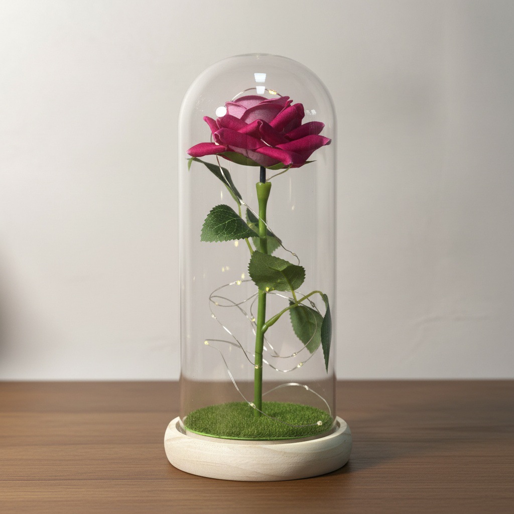 Simulación transfronteriza rosa inmortalidad flor cubierta de vidrio decoración de cumpleaños Qixie 520 Día de San Valentín regalo creativo del Día de la Madre