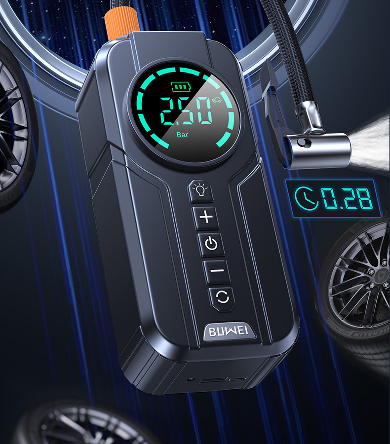 Buwei Car Air Pump Wireless Portable Electric Air Compressor for Cars High-Pressure Tire Inflator