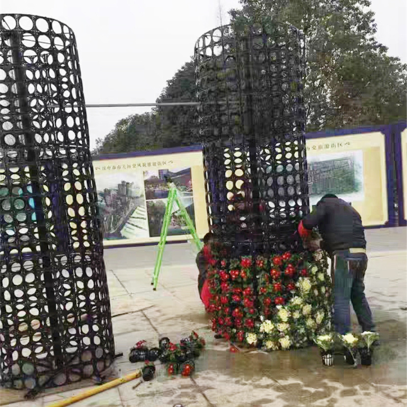 Ronda de plástico tridimensional Tarjeta Verde maceta jardín verde planta forma tarjeta maceta paisaje flor bola flor columna hebilla