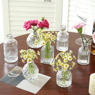 French Retro Floating Glass Mini Vase Style Transparent Hydroponic Flower Arrangement Vase Desktop Decoration Ornaments Amazon