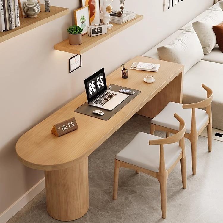 Solid Wood Living Room Desk Balcony Tea Table Workbench Small Apartment Home Double Computer Table Study Table Long Bar
