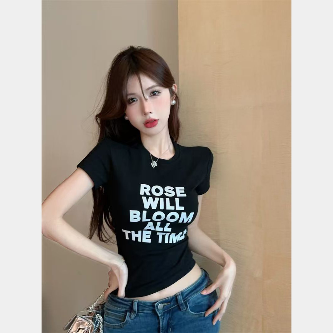 Camiseta de Manga Corta para Mujer de Poliéster con Cuello Redondo para Uso Diario
