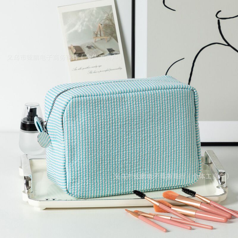 Etsyカスタムロゴ入りストライプ化粧ポーチ、洗面用具入れ、旅行用収納バッグ、刺繍加工、化粧品|undefined