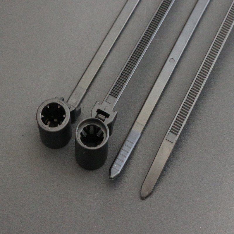 汽车用扎带圆孔固定头扎带螺丝孔螺柱扎带尼龙铆钉束线带黑色