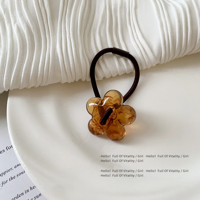 Amber texture flower hair rope