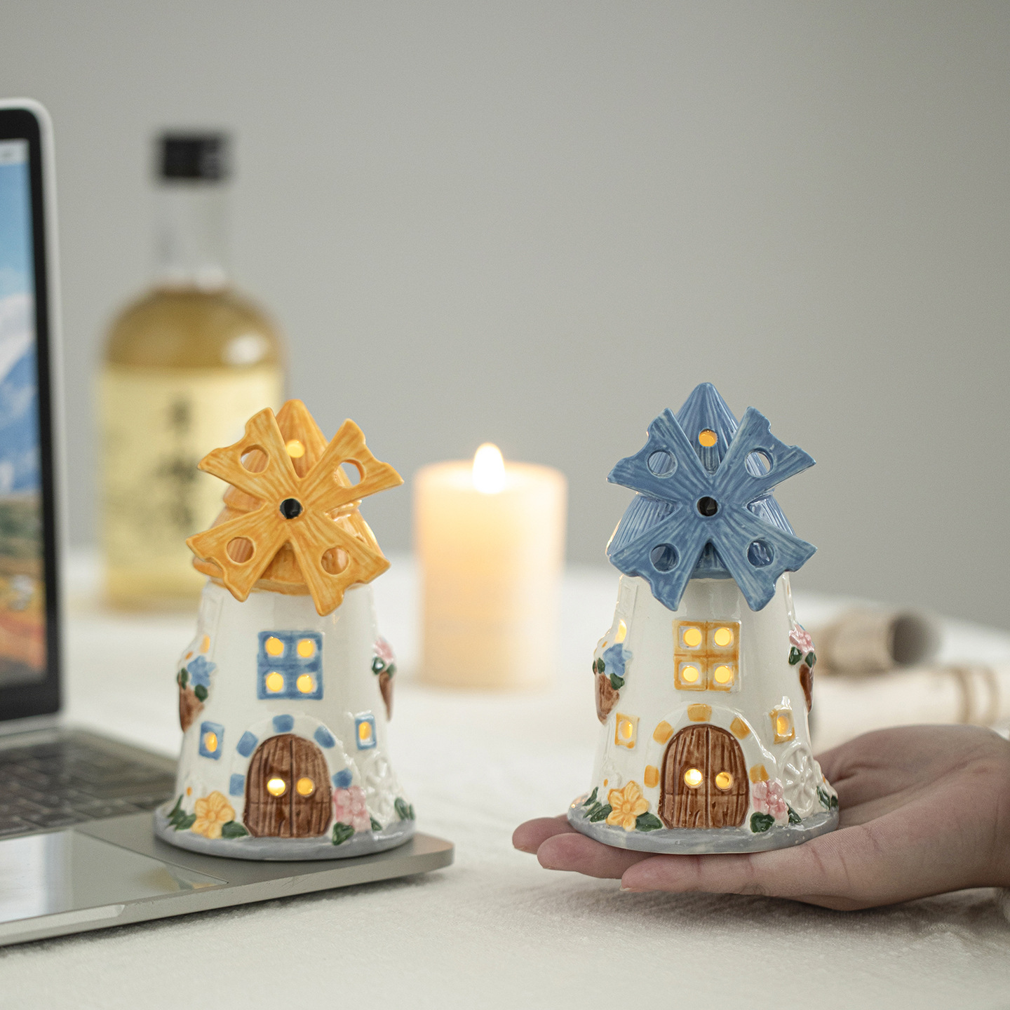 Dream Windmill House Night Light Regalo de estudiantes para amigos regalos de cumpleaños adornos de escritorio bolsas de regalo