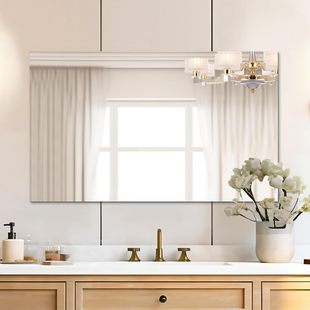 Bathroom Mirror, Punch-Free, Frameless, Wall-Mounted Bathroom Mirror, Bathroom Mirror, Wall-Mounted Mirror, Makeup Mirror, Self-Adhesive