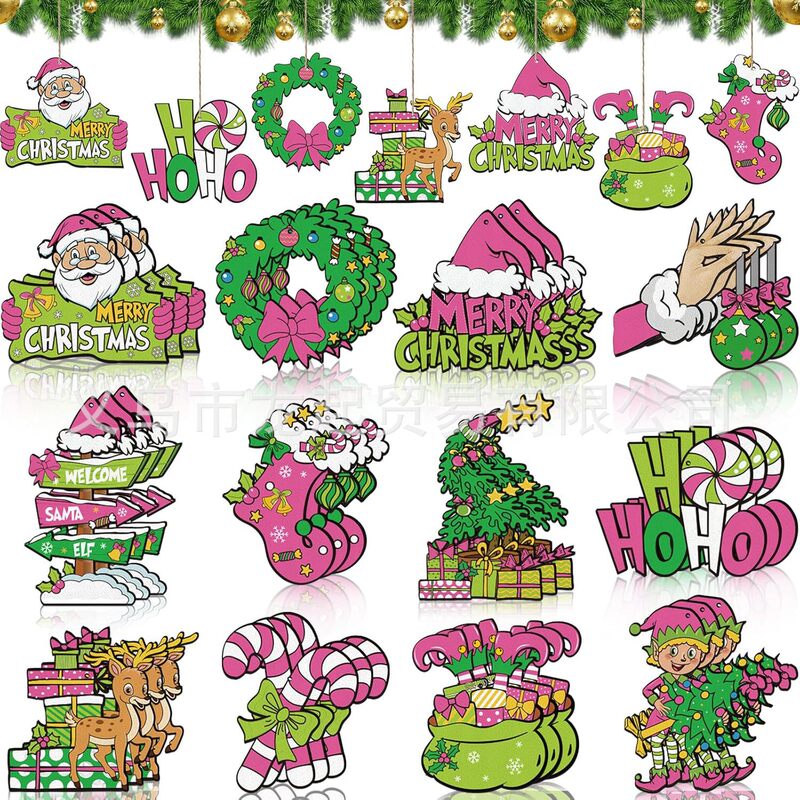 新しいクリスマス木製装飾品石灰緑クリスマスツリー装飾休日クリスマス装飾クリスマスツリー家庭装飾|undefined