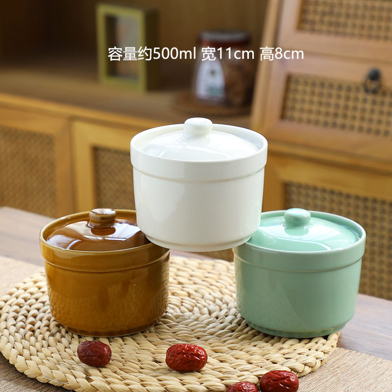 Taza de estofado de olla de barro guisada recta en agua, olla de estofado de una persona, olla de sopa con tapa, shaxian snack, nido de pájaro, olla de sopa hirviendo de cerámica