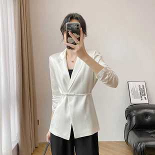 New Spring and Summer New Chinese-style White Suit One-button Slim-fit Tight Waist Button Acetic Acid Suit Jacket for Women
