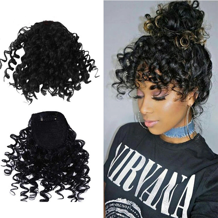 Wholesale Wigs for Cross-Border Trade in Europe and America, Small Curly Wavy Bangs, High-Temperature Synthetic Fiber, Fluffy 15cm Wool Curly Bangs