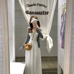 優しい風の白いストラップのベストのワンピースのスーツの女性の朝の夏の新型の怠惰な風の韓国系のカジュアルな3つのセット