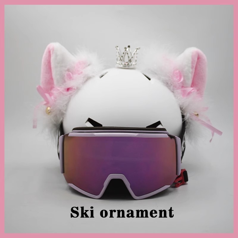 Snowboard Helmet with 3D White Pink Lace Trim Detachable Motorcycle Helmet