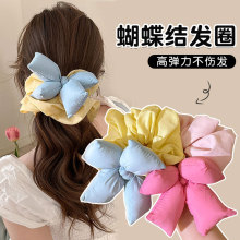 韩系蝴蝶结立体充棉大肠发圈奶油拼色泡泡头绳马尾丸子头发绳头花