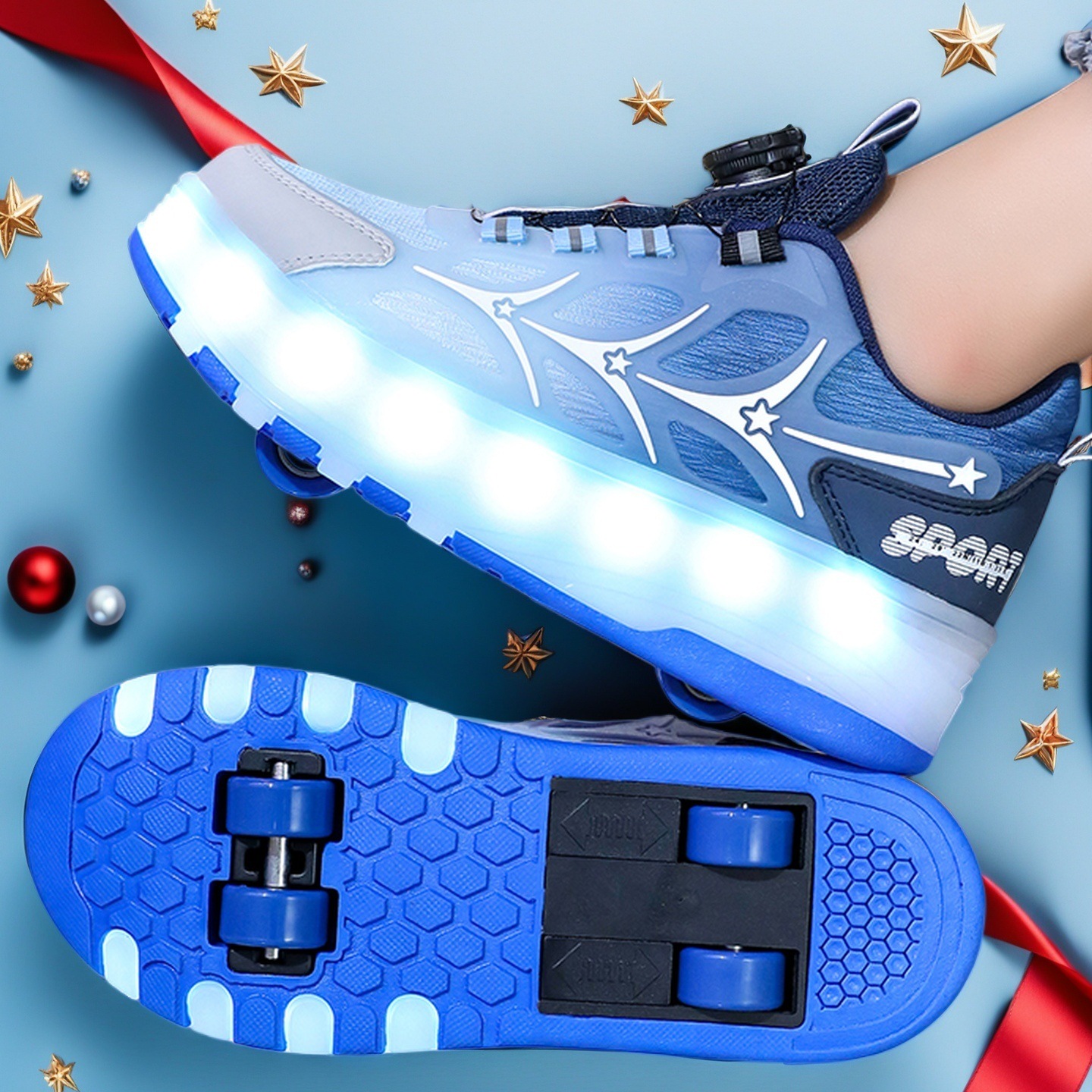 Eight-Wheel Invisible Heelys Manufacturer Children's Sports Wheel Shoes Boys Four-Wheel Retractable Pulley Skates Female Students