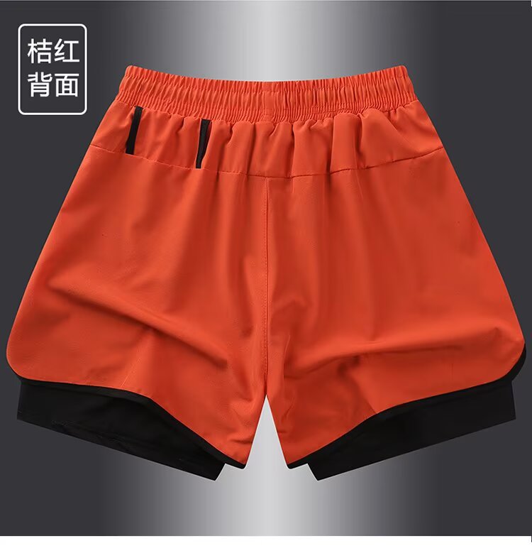 Pantalones cortos deportivos de alta calidad para hombres, dos piezas de hielo secado rápido, forro de hielo, entrenamiento de entrenamiento de ocio, pantalones de baloncesto