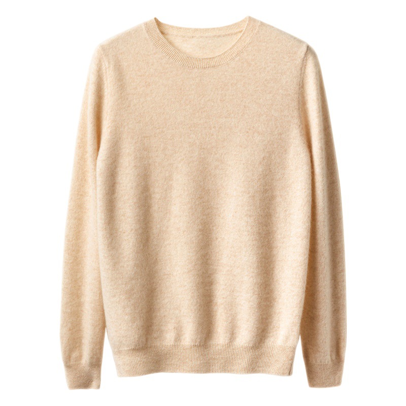 Nuevo otoño temprano cuello redondo 100 suéter de lana de las mujeres de moda simple flojo adelgazar punto manga larga que basa la camisa suéter de las mujeres