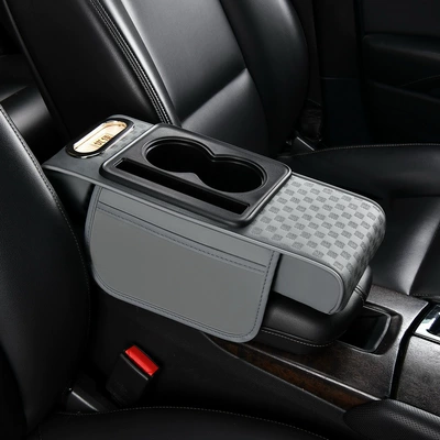 Water Cup Holder, Armrest box - three-dimensional-embossed-trumpet-textured-gray