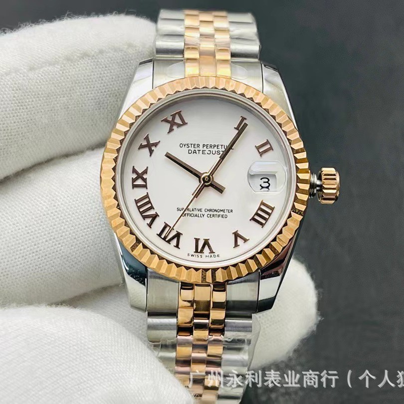 Laojia 31mm Datejust Series Fully Automatic Mechanical Fashion Women's Diamond Watch Stainless Steel Case Sapphire Glass