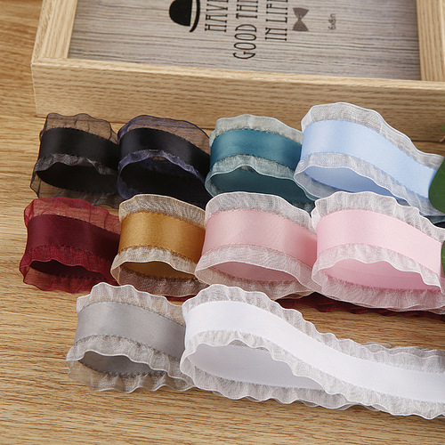 Polyester skirt snow gauze ribbon bow hair accessories clothing shoes flower hat flower decoration ruffle ribbon