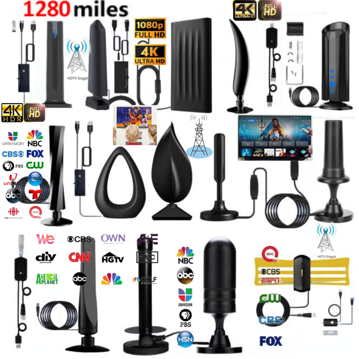 Antena de TV digital terrestre DTMB/DVB-T2, para Brasil/Chile