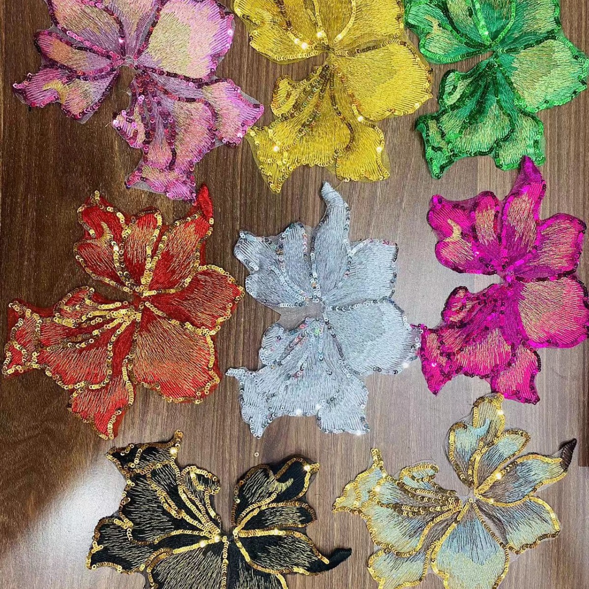 亮片刺绣枫叶花片型布贴婚纱礼服装饰DIY贴花辅料补丁贴亮片绣花