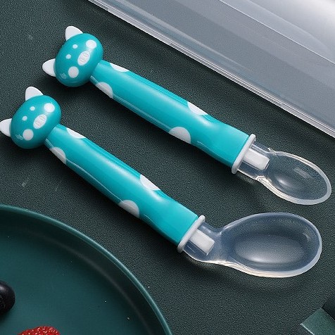 Inglés tarjeta de caricatura infantil cerdo cuchara recta cuchara de silicona cabeza suave cuchara de cabeza cuchara de montaje