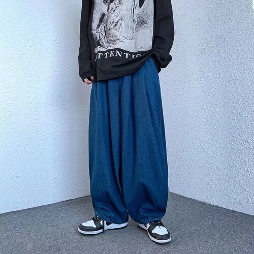 Large Quantity of Stylish Men's Relaxed Denim Shorts, Slimming, Versatile High-Waisted Lantern-Style Black Exercise Pants, Instagram Summer New Arrival