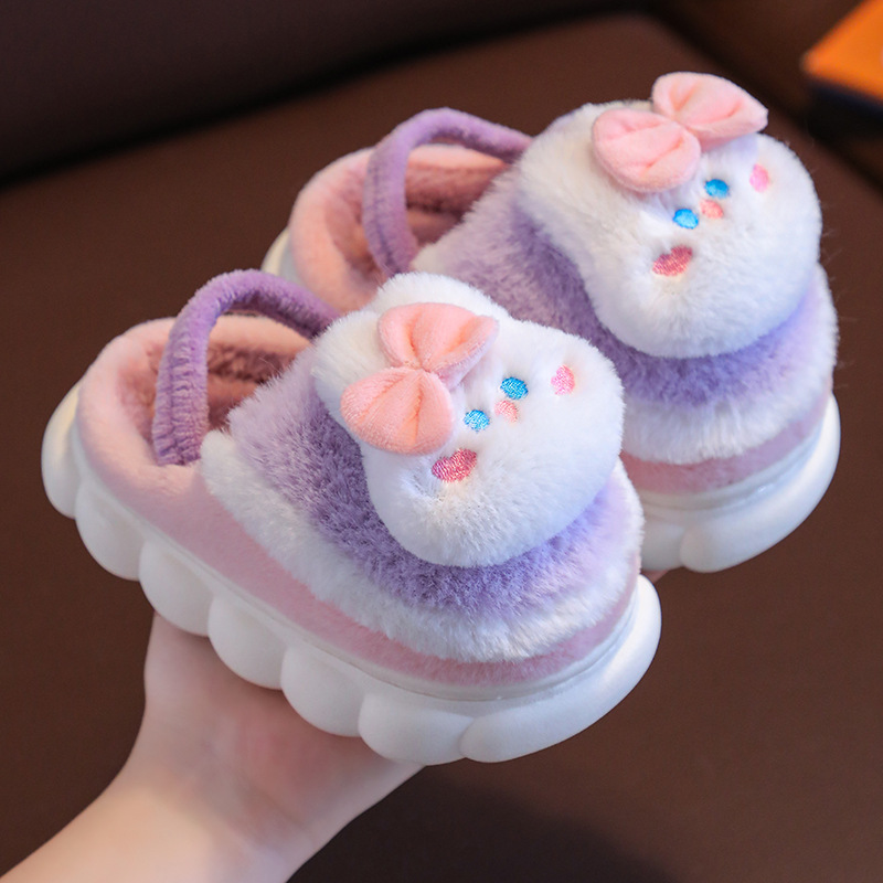 Children's keep warm cute non-slip insulated women's slippers