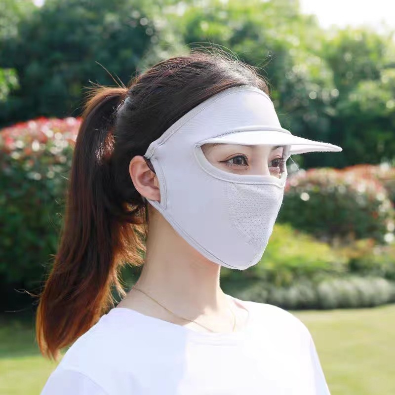 Sun protection women's full face UV shield ice silk breathable summer driving simple hat sunshade eye shield face mask