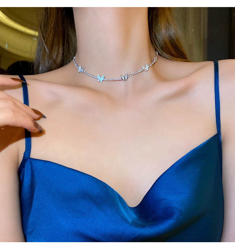 Glam Butterfly Copper Inlay Zircon Necklace