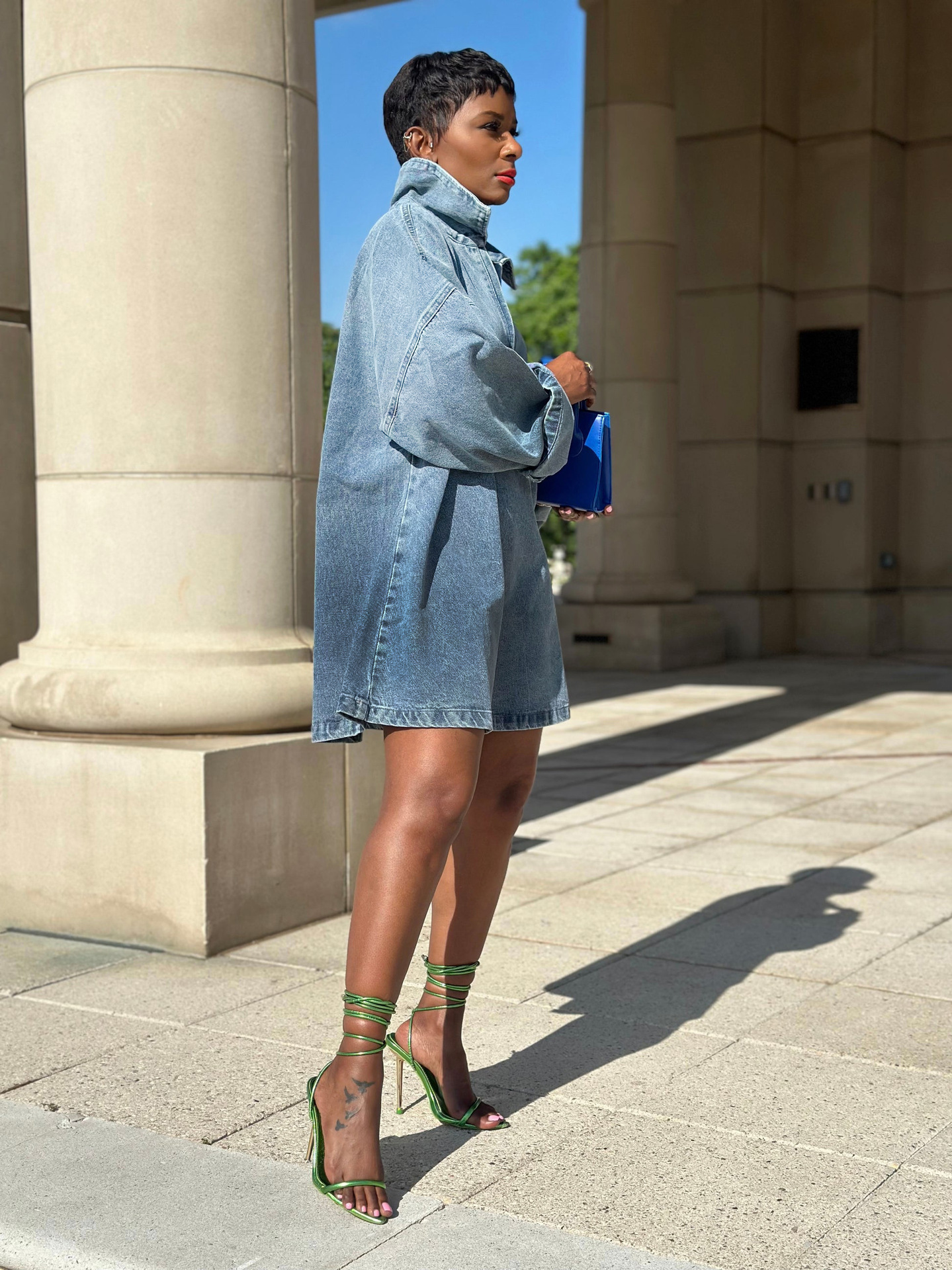 Women's Loose Gradient Denim Dress 2026 New Independent Store Fashion Casual Maxi Dress_ecoleips.com